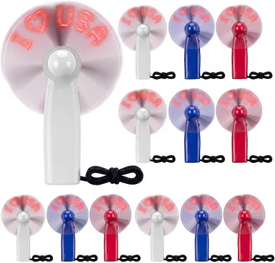 Hot Selling Custom Message LED Fan with Light for New Year Halloween Graduation Party Favors Portable Projecteur Mini Fans