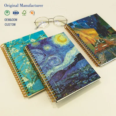 2026 A5 Notebook Masterpiece Starry Sky Design Cover Hand Journal with Spiral Binding Themed Planner for School and Art Students