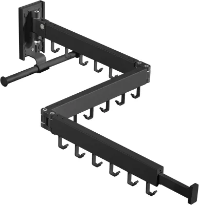 Heavy Duty Wall Mount Folding Laundry Rack 5 Rods Retractable Clothesline Space Saver