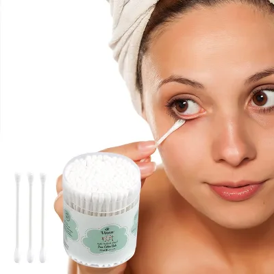 Custom logo Ear Cleaning Cotton Buds Cotton Swabs 100 Pieces or Customized Bamboo Sticks Cotton Swabs