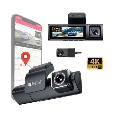 3Channels Dash Camera 4K With WIFI GPS Car Dvr Front and Rear Inside 4K 3 Lens Dash Cam Fit Max 512g Card