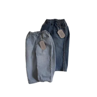 Custom High Quality Kids Solid Color Pants for Kids Boys / Regular Fit Jeans With an Adjustable Interior Waistband and Button