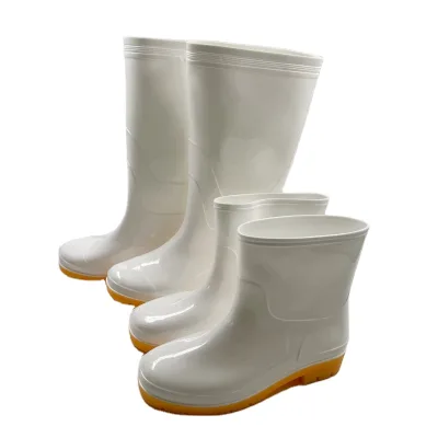 White Non Slip Oxford Bottom Gumboots High Top Rubber Shoes Acid and Alkali Resistant Food Rain Boots