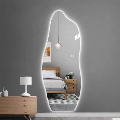 Handmade Large Wall Mirror Full Length Irregular Glass with Arch Pattern Standing Hanging or Leaning against Bedroom Wall