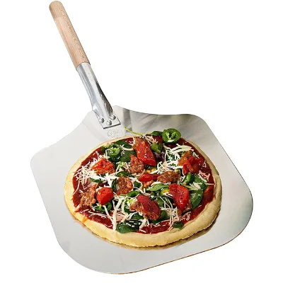 Professional Restaurant Grade Wood Paddle Non-Stick Metal Pizza Peel for Launching and Turning Pizzas for Baking Pizzas