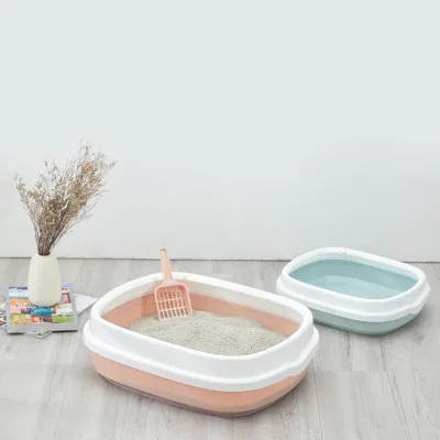 2025 Hot Sale Cost-Effective Semi-Closed Durable Pet Cat Litter Boxes Plastic Cat Toilet With Scoop