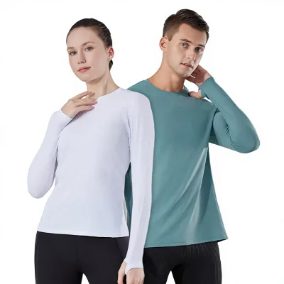 2026 Spring New Arrival Beaded Base-Layer Running Quick-Dry Viscose Long-Sleeve Mens Crew-Neck Breathable T-Shirt Sports