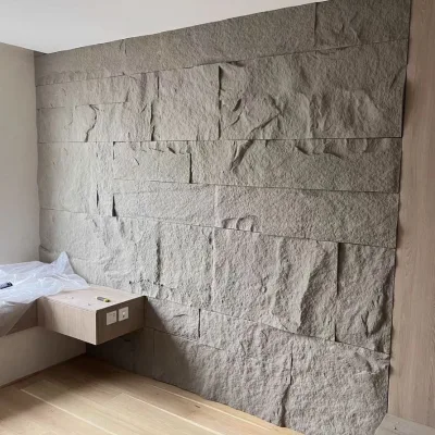 DIY Lightweight Big Size Beige Cream Grey Black Wall Thin Slate Stone Flexible Panel Facade Veneer