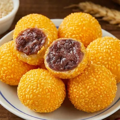 Frozen Fried Sesame Balls Traditional Snacks Iqf Bag Packaging Japanese Sweets Food
