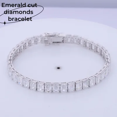 4X6MM 0.65Ct Lab Diamonds Tennis Bracelet 10K 14K Solid Gold Lab Diamonds Emerald Cut Bracelet Def Vs Loose Diamonds Armband