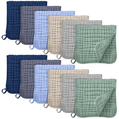 6 Layers Large Soft Cotton Muslin Baby Burp Cloth Newborn Wash Towels Washcloth Multi-use Burping Clothes Rags OEM Service