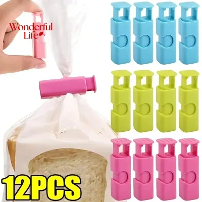 1-12 Pcs Squeeze Bread Bag Clips Reusable Food Seal Plastic Clip Snack Bag Seal Spring Clip Home Kitchen Storage