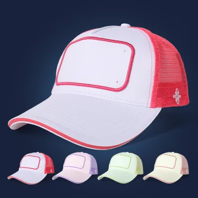 Mesh Back Two Tone Patch Trucker Hat , Embroidery Printing Summer Breathable Truck Cap Custom Logo
