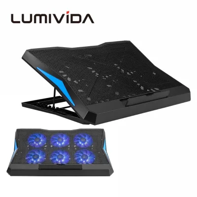 6 Height Adjustable Laptop Cooling Stand USB Laptop Riser With 6 Cooling Fans Ergonomic Tablet Cooler Pad for 12"-17" Notebook
