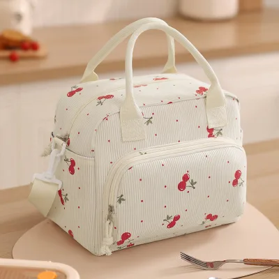 Runhui New-Style Velvet-Luster Square Hand-Held Polyester Insulated Lunch Bag for Office Workers & Students