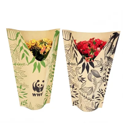Kraft Paper Flower Sleeve U Scoop Oval Paper Sleeve Flower Decoration Flower Sleeve Colorful Flower Decorative Packaging