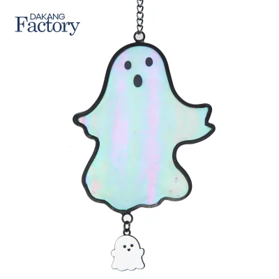Adorable Handcrafted Glass Cute Ghost Window Hanging Ornament for Halloween Home Decoration and Festive Displays