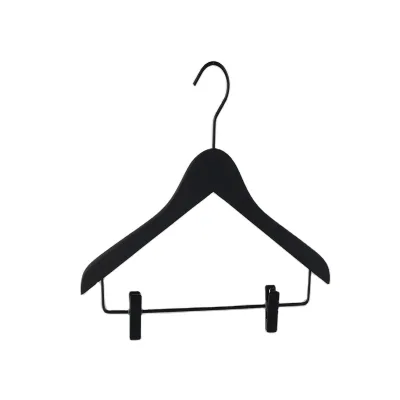 Black Wooden Hanger With Rubber Coating Finishing