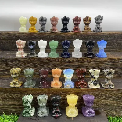 1.5 Inch Small Size Cute Eco-Friendly Crystal Groot Gemstone Carvings Healing Stones Craft Souvenir