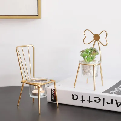 High Quality Home Decorations.Flower Shelf Candlestick Holder Metal Glass Candle Holders