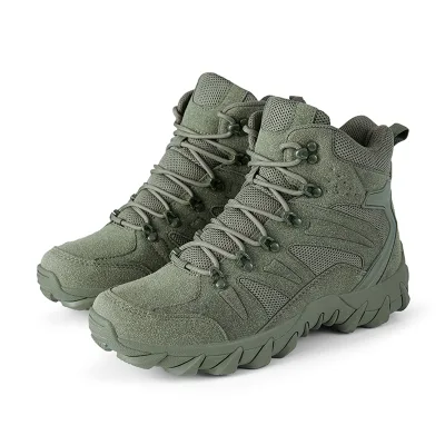 Men's Unisex High Top Winter Boots Outdoor Hiking Thick Toe Wear-Resistant Leather Desert Tactical Paratrooper Design for Autumn