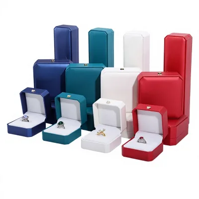 PU Leather Octagonal Crown-style Jewelry Box Plain Pattern Guangzhou; Ring Pendant Bracelet Necklace Packaging Box; Jewelry Box
