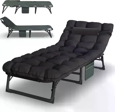 Adjustable Camping Bed Portable Folding Heavy Duty Sleeping Cots With Mattress Outdoor Terrace Folding Recliner Bed