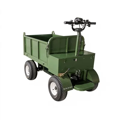 Heavy Duty Electric Garden Cart Mini Dumper Dump Truck Four-Wheel Steel Stainless Steel Frame 1000W Motor Farm Transport