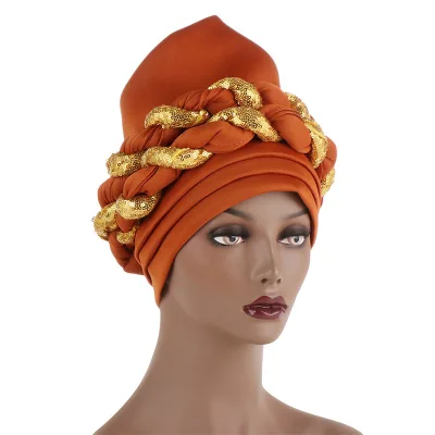 New Arrival Fashion Twisted Braid Hair Cover Knot Headwrap African Turban for Women