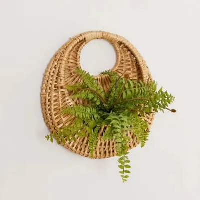 JY Large Garden Hanging Basket Outdoor Willow Drying Rack with Artificial Decorative Rattan Wicker Hanging Baskets for Plants