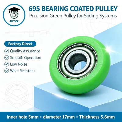 Manufacturer Produced Steel Rubber Coated Flat Belt Bearing Window Door Pulleys Quiet Electric Door Hanging Wheels 5x17x56