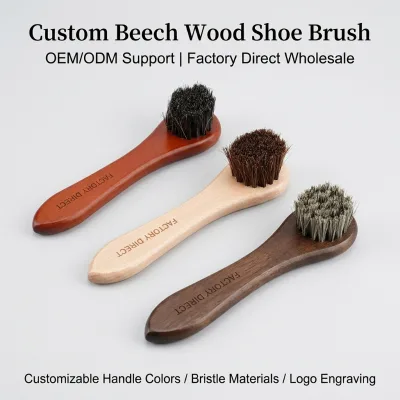 Factory Supply Custom Logo Horsehair Shoe Polish Brush Shoe Shine Clean Dauber Brush Applicator for Leather Boot Bag Cleaning