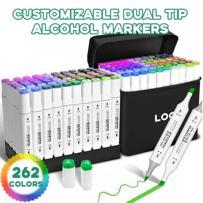 Aiye AY-1814 48 Colors Alcoholic Marker Set Dual Tips Permanent Non Toxic Art Sketch Drawing Markers Paper Oblique Brush Tip