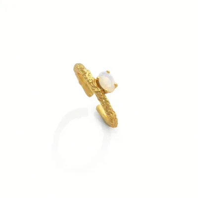 Chris April  18k Gold Plated 925 Silver White Opal Gold Opal Ring