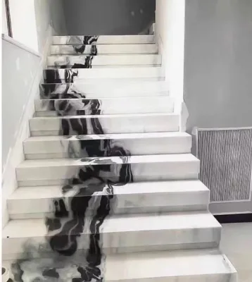 Modern Minimalist and Luxurious Panda White Marble Stone Slab for Flooring Stairs Non-slip Stair Stone