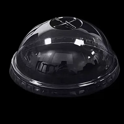 Disposable Clear PET Dome Lids with Round Hole or Straw Slotted 98mm/92mm Sizes for Food Packaging