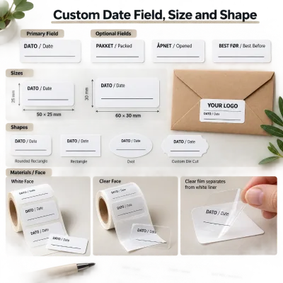 OEM Norsk English Food Storage Date Labels Writable Removable Stickers for Fridge Containers and Freezer Bags
