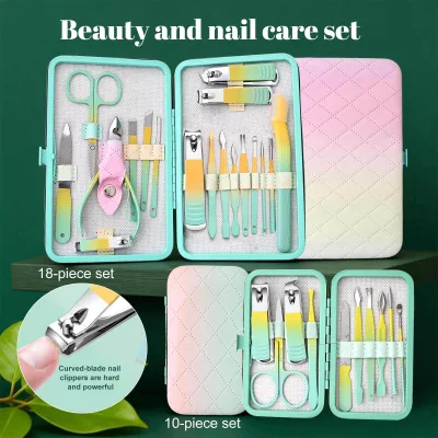Professional Personal Care Kits Nail Tools 18pcs Stainless Steel Nail Clipper Cuticle Nipper Sets Nail Scissors Sets