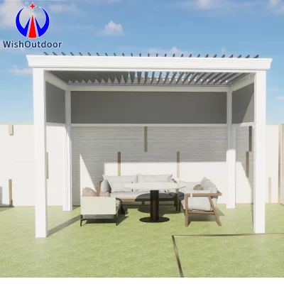 Custom Luxury 6063-t5 Aluminum Gazebo Durable Pavilion with Roller Blind and Sliding Door for Villa Poolside Backyard & Gardens