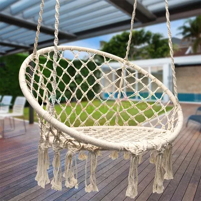 Hanging rope swing outdoor indoor hanging chair macrame swing rope round hammock chair