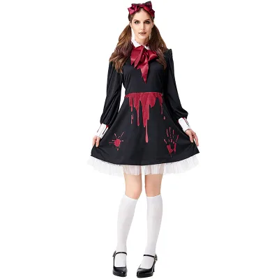 Halloween Cos Maid Bloodstained Zombie Vampire Costume Horror Bloody Masquerade Costume Halloween Costume Women 2023
