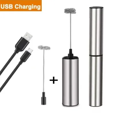 Kitchen Modern Design Stainless Steel USB Adjustable Milk Frother with Double Head