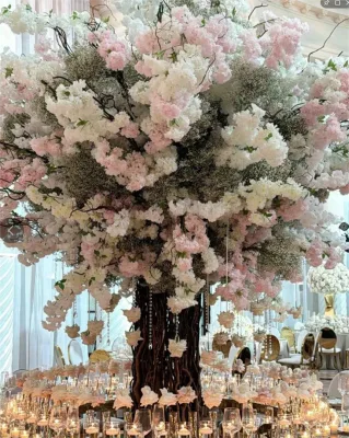 High Quality Artificial Cherry Blossom Tree Wholesale Silk Babysbreath Trees for Shopping Mall Christmas Centerpiece