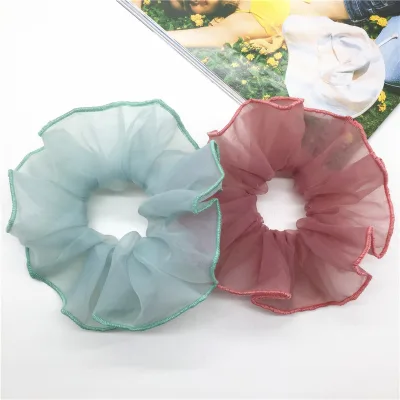 Fashion Women Organza Hair Scrunchies Popular Large Size Hair Twister Pure Color