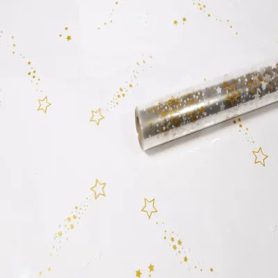 Flower Shop Flowers Packaging Holiday Atmosphere Gift Decoration Gold and Silver Star Cellophane