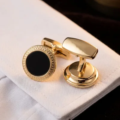Premium Custom Logo Metal Zinc Alloy Cufflink Manufacturer Engraved Business Cufflinks and Tie Clip Set for Men Groomsmen Gifts