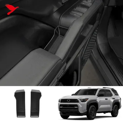 For Toyota 4Runner 25-27 Tacoma 2024-2027 ABS Side Door Armrest Storage Tray Anti Slip Storage Holder Black Car Organizer