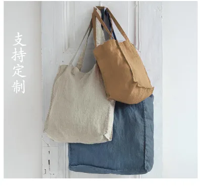 FEI FEI Leisure Style Custom Logo Recyclable Screen Printed Large Shoulder Linen Cotton Tote Shopping Bag