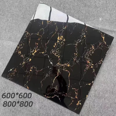 High Quality 60x60 cm Black Marble Ceramic Floor Tiles Modern Factory Direct Sale for Apartment Use Home Building Materials