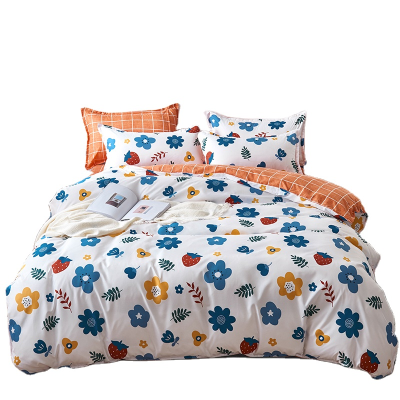 Drop Shipping Service OEM Flower Print 100% Polyester Quilt Duvet Cover Bed Sheet and Pillow case Bedding Set
